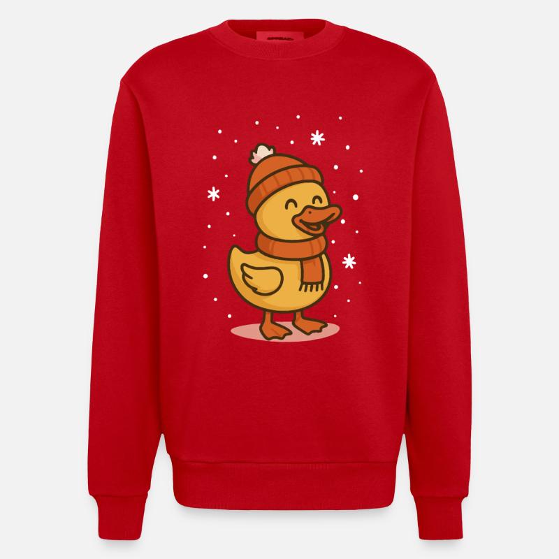 Canard mignon Vacances d’hiver Noël Fun - Sweat bio épais oversize fabriqué en UE - rouge