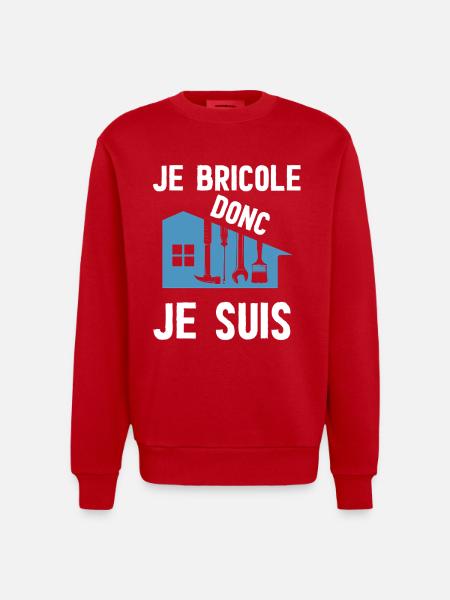 Je Bricole Donc Je Suis - Sweat bio épais oversize fabriqué en UE - rouge