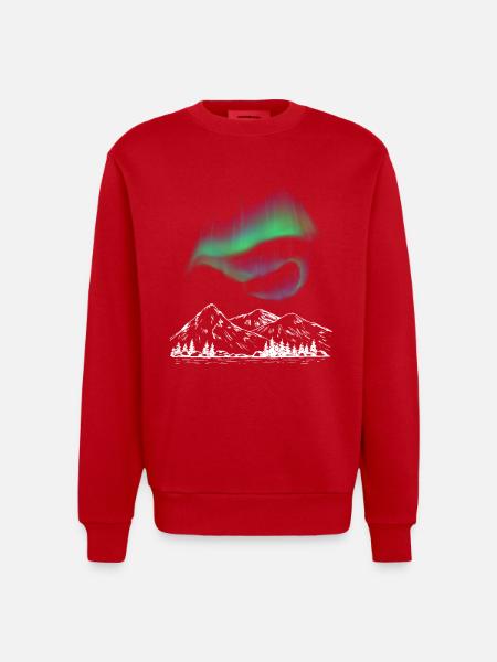 Aurora Alpine Chart - Heavyweight Oversized Organic Crew Neck Made in EU - red
