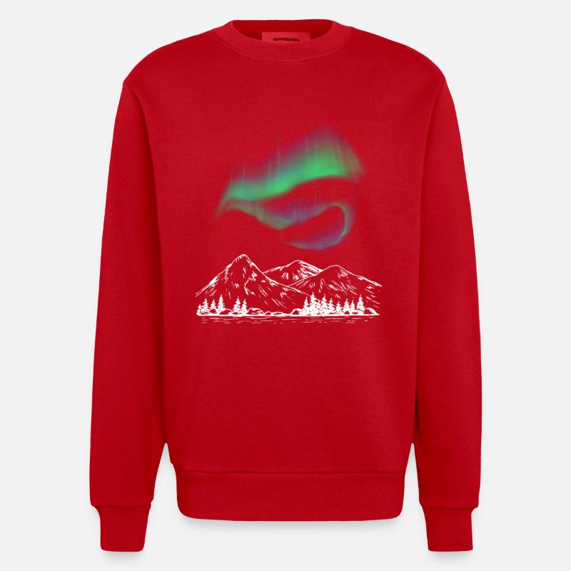 Aurora Alpine Chart - Heavyweight Oversized Organic Crew Neck Made in EU - red