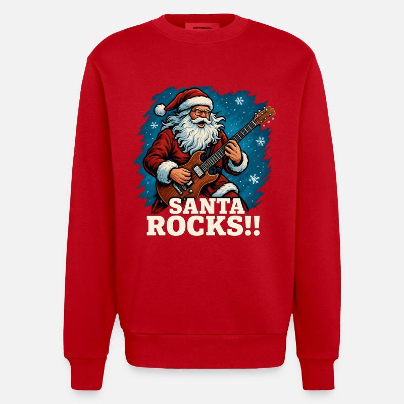 Rockender Weihnachtsmann mit Gitarre - Heavyweight Oversized Organic Crew Neck Made in EU - Rot