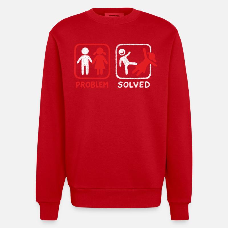 Problem Solved - Heavyweight Oversized Organic Crew Neck Made in EU - red
