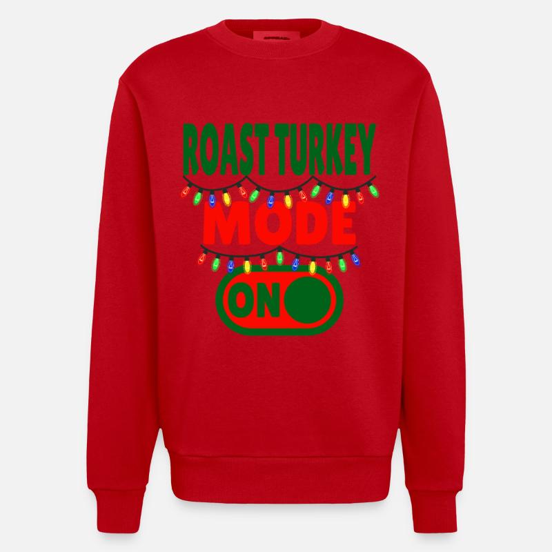 Roast Turkey Mode ON - Heavyweight Oversized Organic Crew Neck Made in EU - red