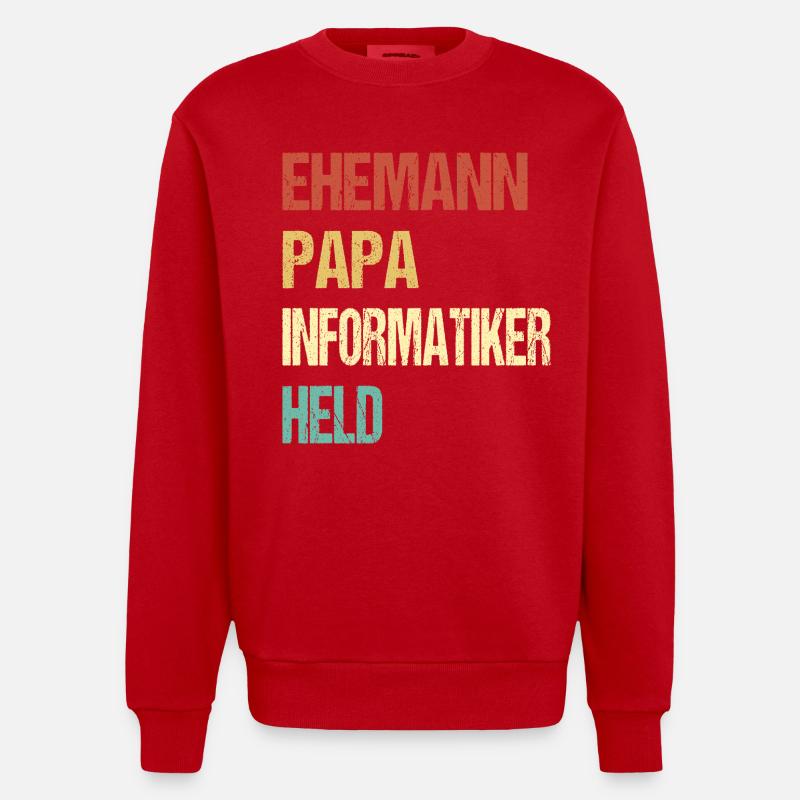 Informatiker Papa - Heavyweight Oversized Organic Crew Neck Made in EU - Rot