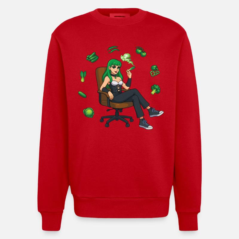SEI GRÜN #1 – nette Leute - Heavyweight Oversized Organic Crew Neck Made in EU - Rot