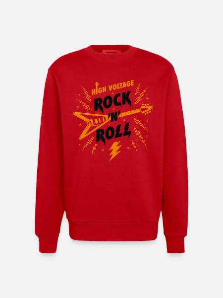 Hochspannungs-Rock'n'Roll-Gitarre - Heavyweight Oversized Organic Crew Neck Made in EU - Rot