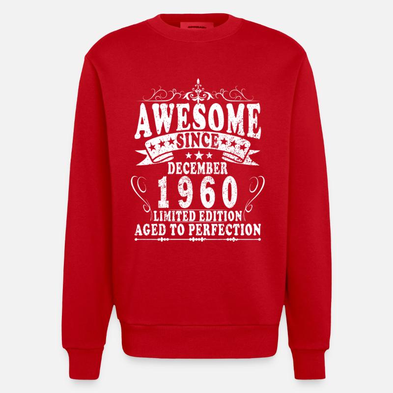 65e anniversaire Légende Décembre 1960 - Sweat bio épais oversize fabriqué en UE - rouge