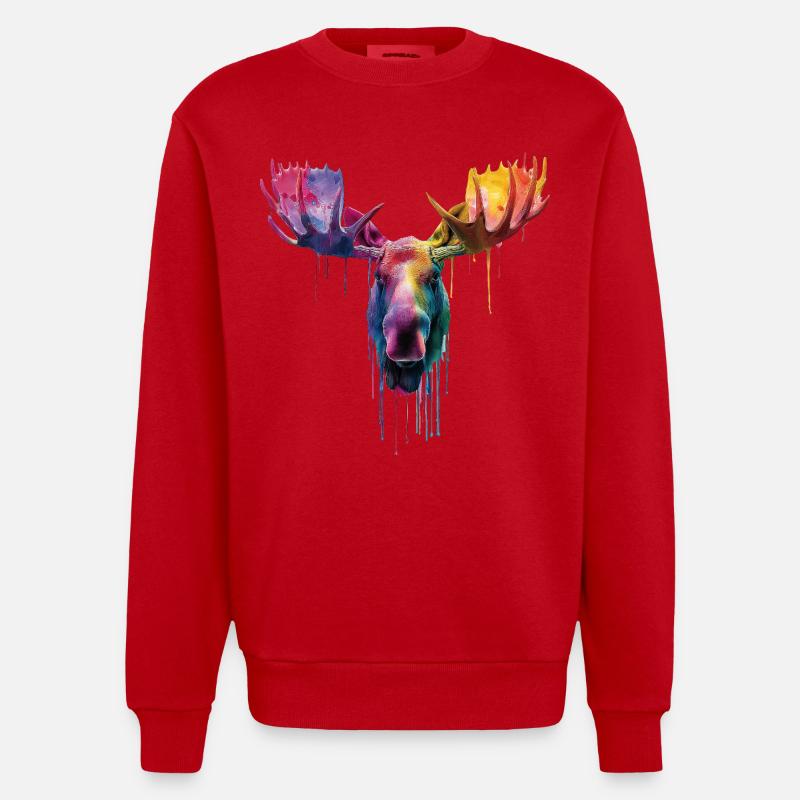 Elch Elchkopf - Heavyweight Oversized Organic Crew Neck Made in EU - Rot