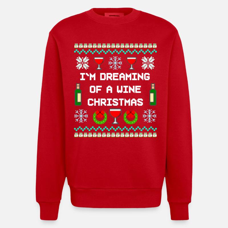 Vin, Noël, Vilain Noël - Sweat bio épais oversize fabriqué en UE - rouge