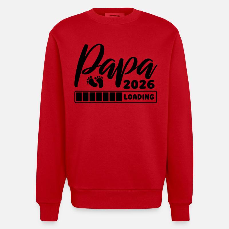 Papa 2026 loading - Schwangerschaft - Geschenk - Heavyweight Oversized Organic Crew Neck Made in EU - Rot