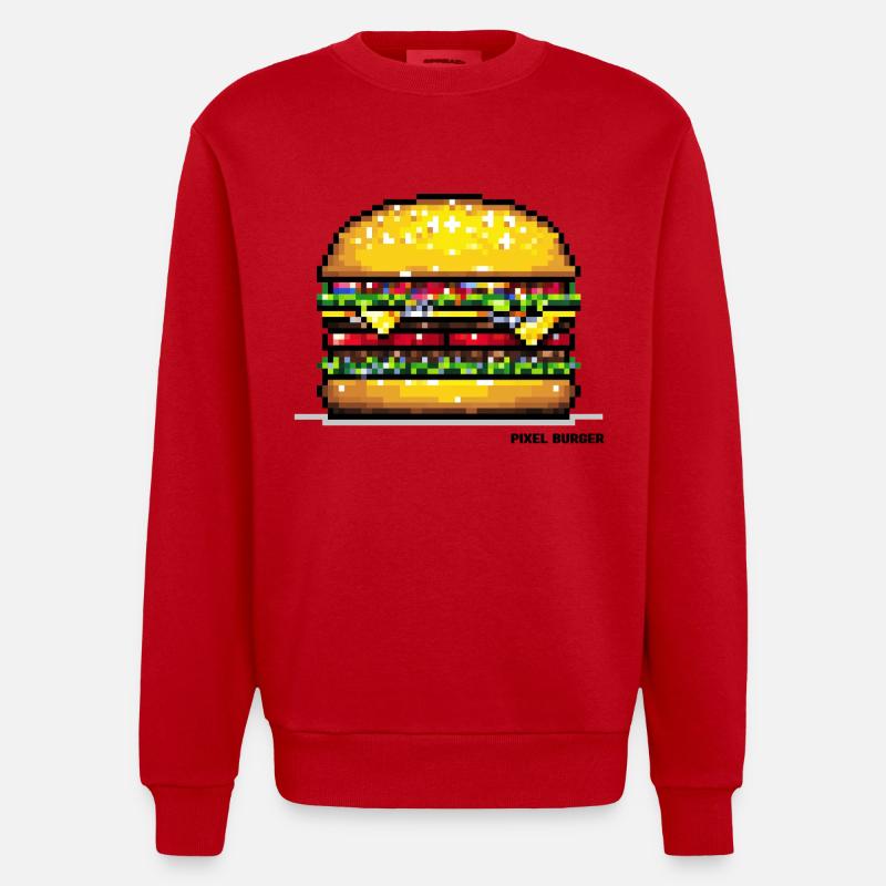 Pixel Hamburger - Sweat bio épais oversize fabriqué en UE - rouge