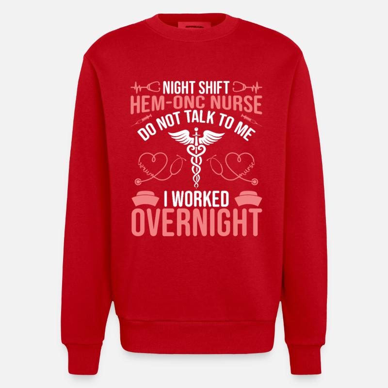 Hem/Onc Krankenschwester Ehemann Hämatologie Krankenschwester - Heavyweight Oversized Organic Crew Neck Made in EU - Rot