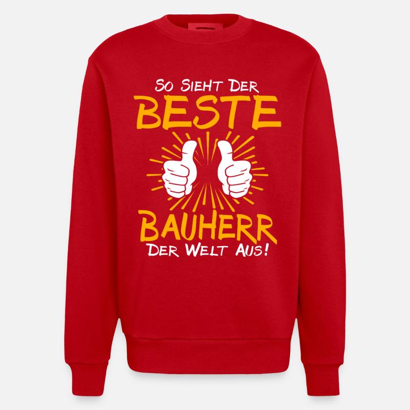 Idée cadeau constructeur - Sweat bio épais oversize fabriqué en UE - rouge