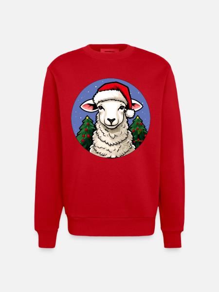 Noël des moutons - Sweat bio épais oversize fabriqué en UE - rouge