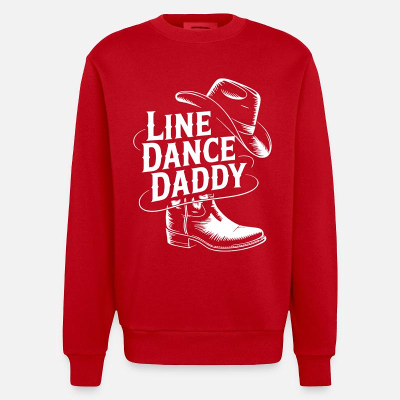 Line Dance Daddy Cowboy Style - Heavyweight Oversized Organic Crew Neck Made in EU - red