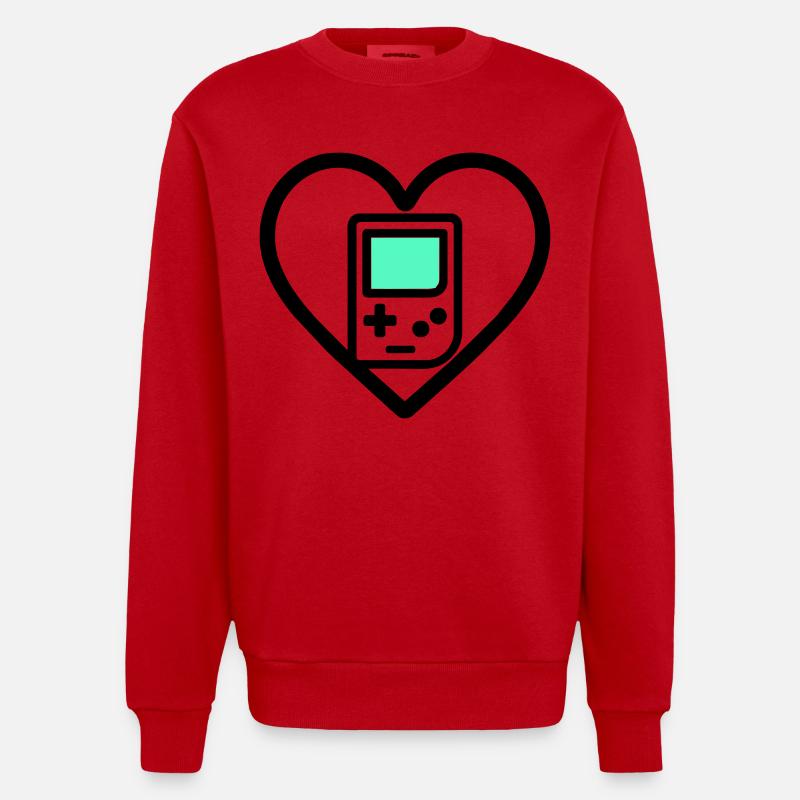 Retro Heart – Console portable rétro - Sweat bio épais oversize fabriqué en UE - rouge