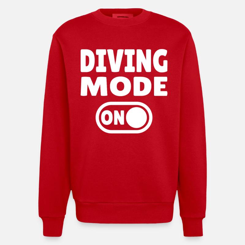 Diving Mode On – Tauchen - Heavyweight Oversized Organic Crew Neck Made in EU - Rot