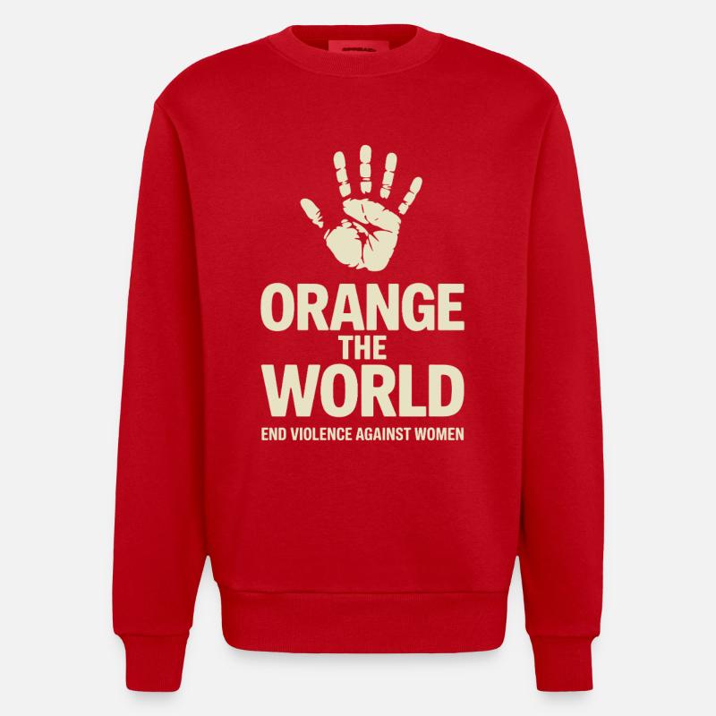 Orange : Le Monde - Sweat bio épais oversize fabriqué en UE - rouge