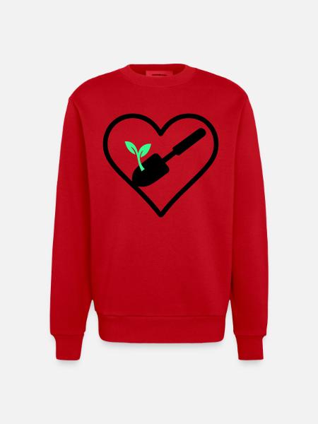 Gardening Heart – Green Passion - Heavyweight Oversized Organic Crew Neck Made in EU - red