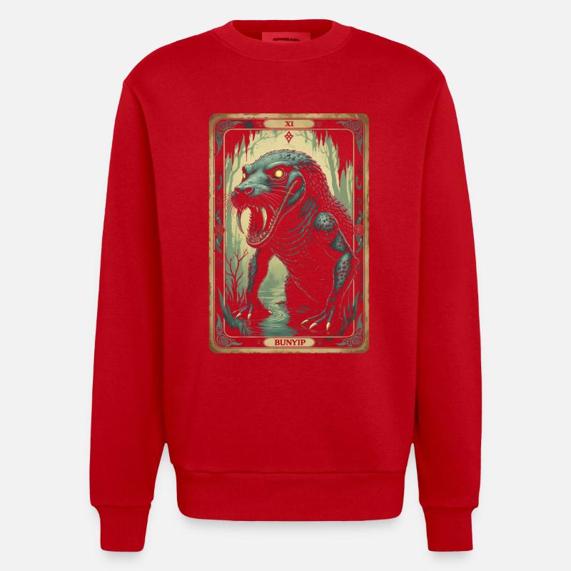 Bunyip Mythological Creatures - Heavyweight Oversized Organic Crew Neck Made in EU - red