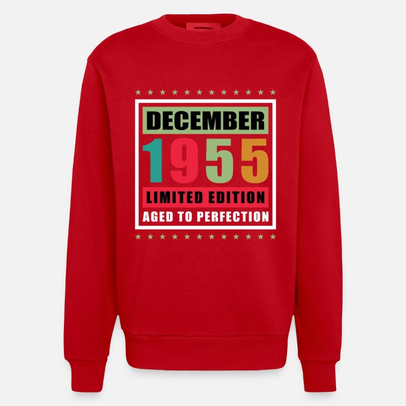 Décembre 1955 Décembre 1955 Décembre - Sweat bio épais oversize fabriqué en UE - rouge