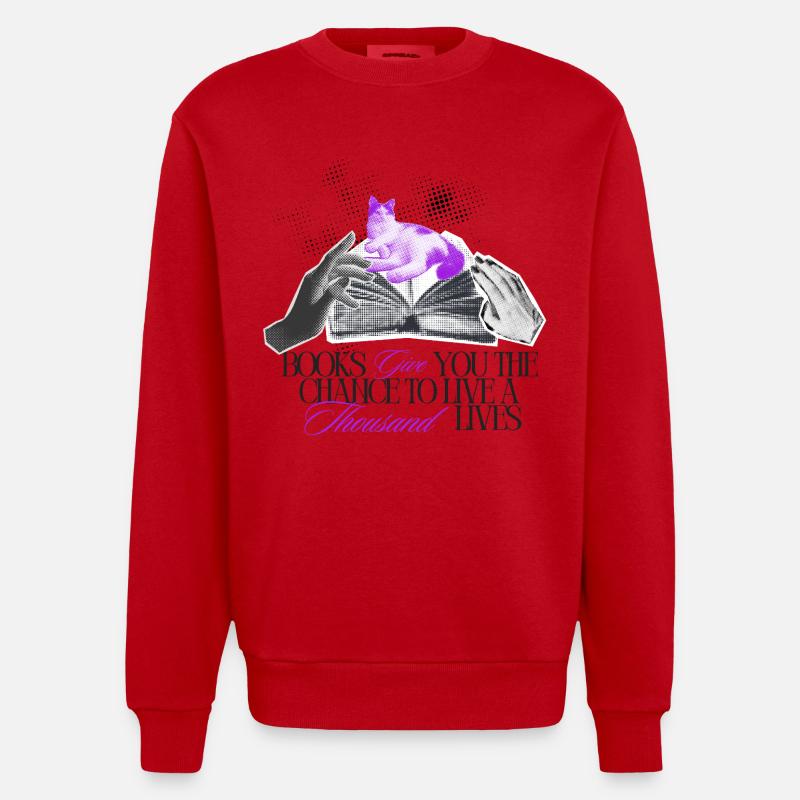 Bücher geben Dir tausend Leben - Heavyweight Oversized Organic Crew Neck Made in EU - Rot