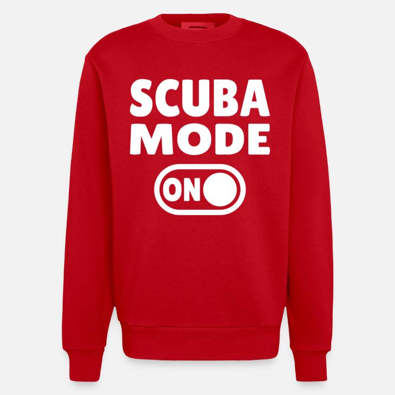 Scuba Mode ON - Diver - Heavyweight Oversized Organic Crew Neck Made in EU - red
