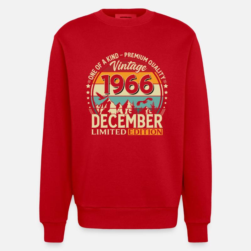59e anniversaire Millésime décembre 1966 - Sweat bio épais oversize fabriqué en UE - rouge