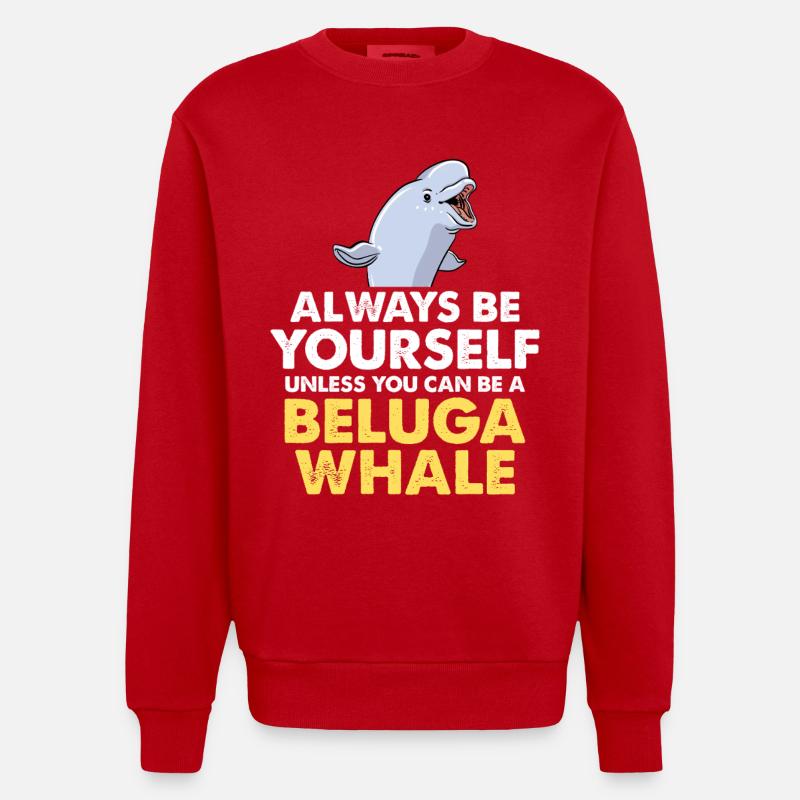 Sei du selbst – Beluga Spruch - Heavyweight Oversized Organic Crew Neck Made in EU - Rot