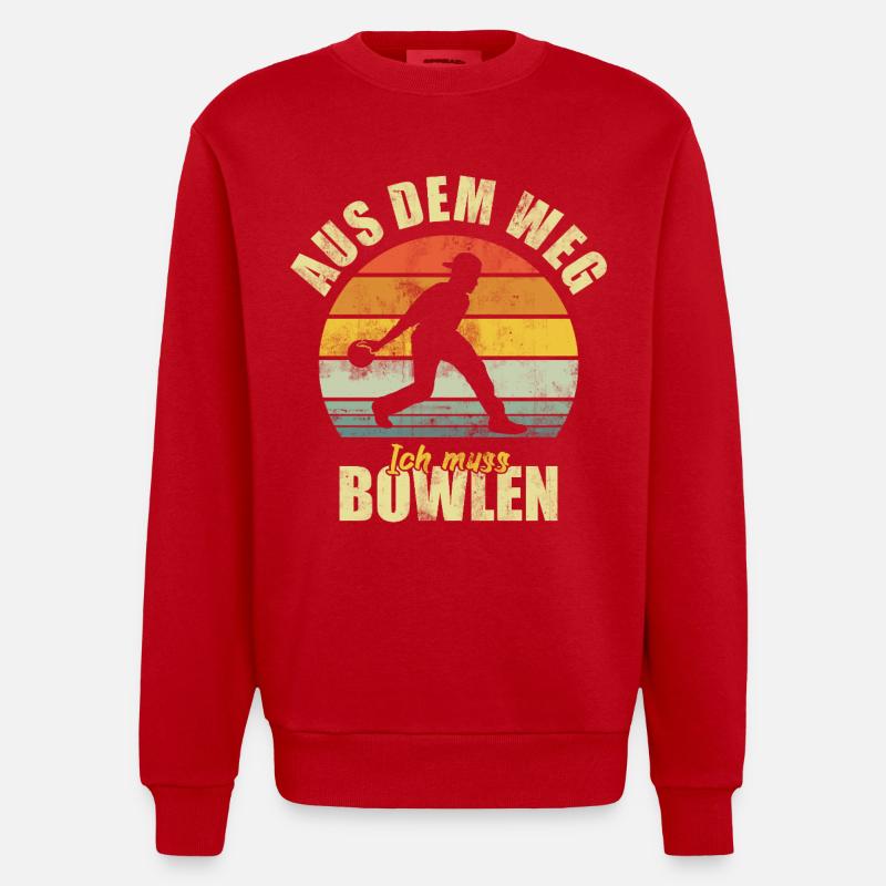 Bowling Bowling Funny Saying - Heavyweight Oversized Organic Crew Neck Made in EU - red
