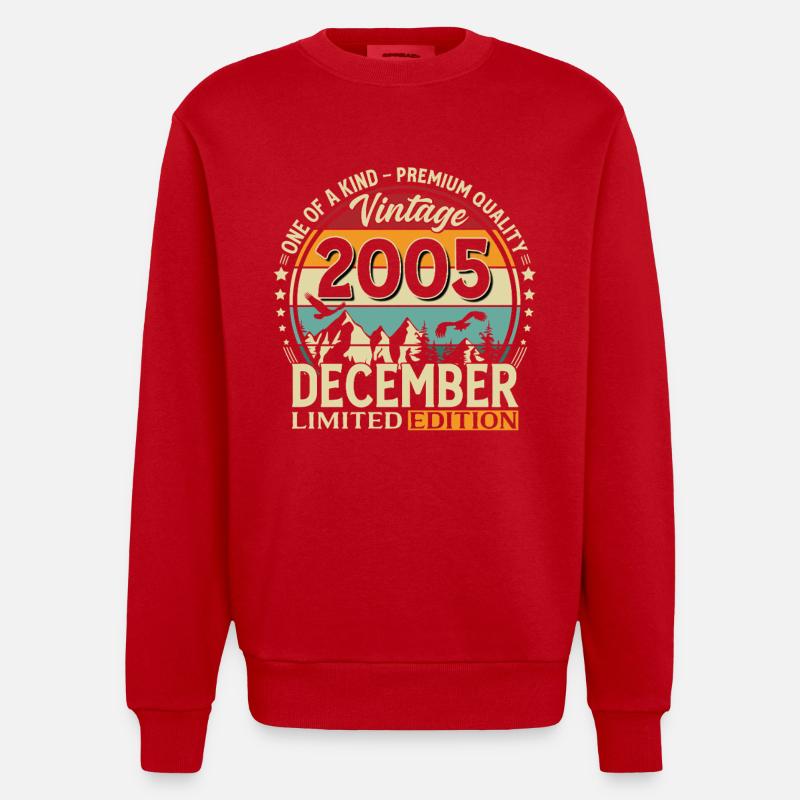 20e anniversaire Millésime Décembre 2005 - Sweat bio épais oversize fabriqué en UE - rouge