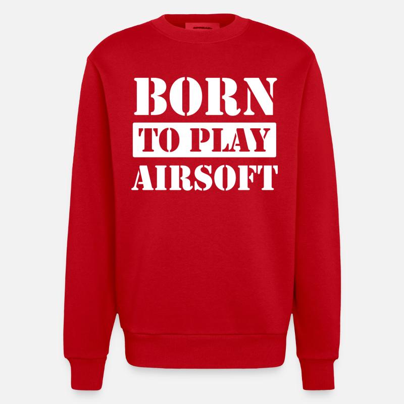 Né pour jouer à l’airsoft - Sweat bio épais oversize fabriqué en UE - rouge
