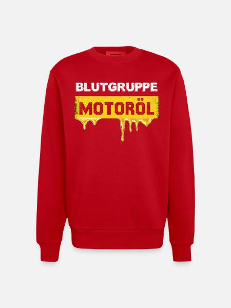 Blutgruppe Motoröl Grafik - Heavyweight Oversized Organic Crew Neck Made in EU - Rot