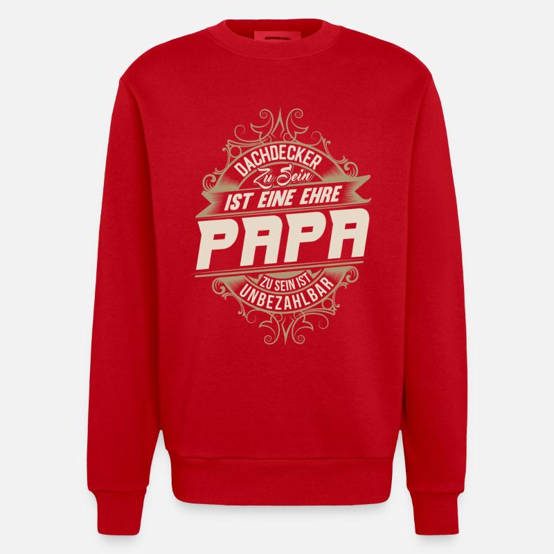 Dachdecker Papa - Heavyweight Oversized Organic Crew Neck Made in EU - Rot