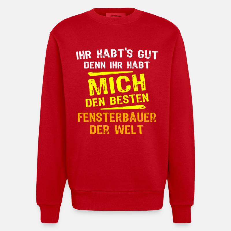 Window Maker Gift - Heavyweight Oversized Organic Crew Neck Made in EU - red