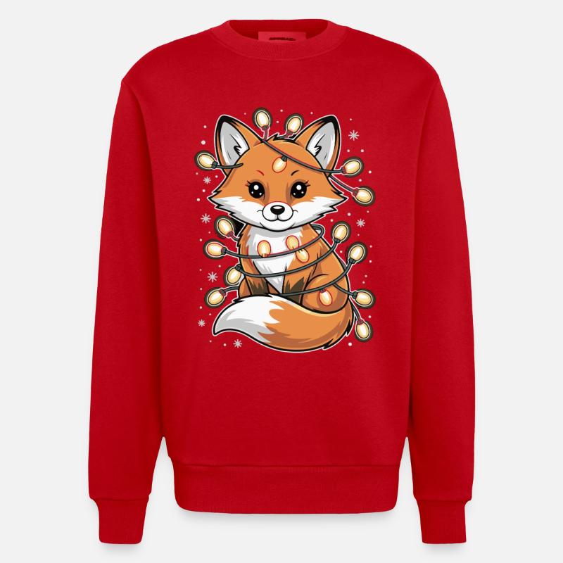 Lichterfuchs in the winter magic fox - Heavyweight Oversized Organic Crew Neck Made in EU - red