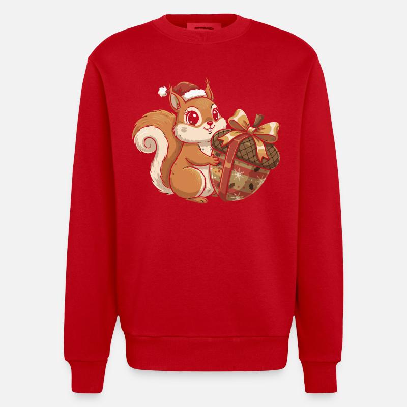 Winterfreude Eichhörnchen Geschenk - Heavyweight Oversized Organic Crew Neck Made in EU - Rot