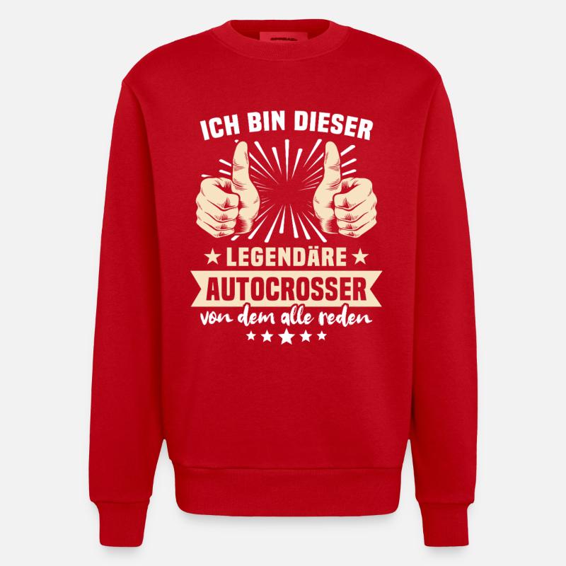 Autocrosser Sprüche - Heavyweight Oversized Organic Crew Neck Made in EU - Rot