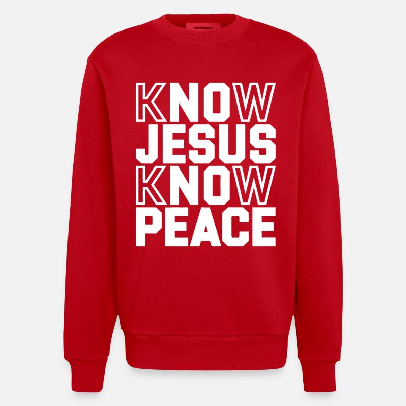 Know Jesus Know Peace - Heavyweight Oversized Organic Crew Neck Made in EU - Rot