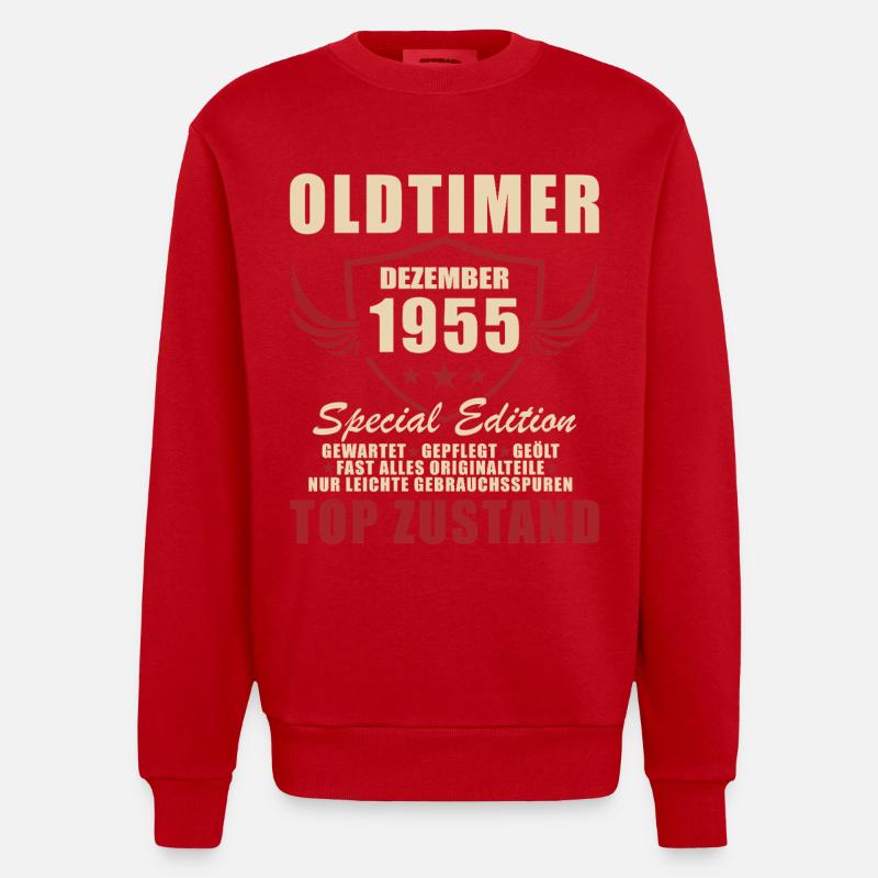 Oldtimer Édition spéciale décembre 1955 - Sweat bio épais oversize fabriqué en UE - rouge