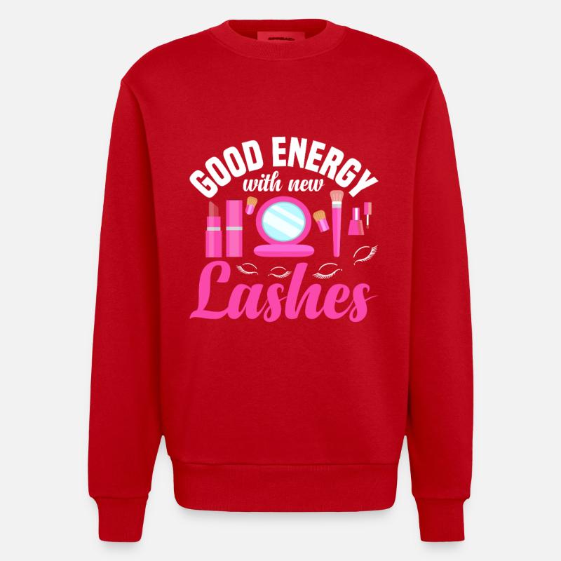 Lash Tech Supplies Eyelash Technician - Heavyweight Oversized Organic Crew Neck Made in EU - red