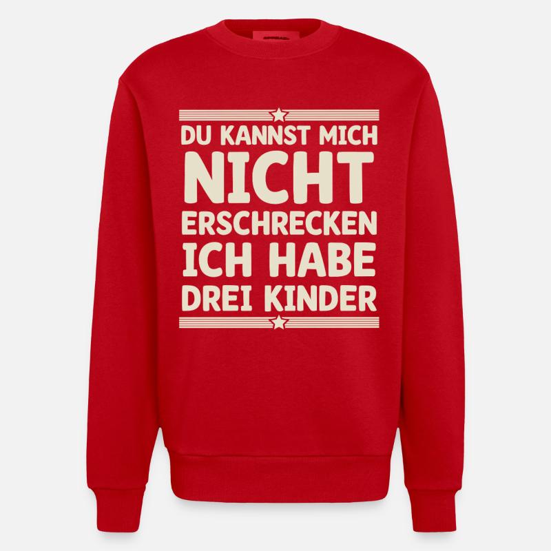 3 Kinder Mama Mutter Papa Vater - Heavyweight Oversized Organic Crew Neck Made in EU - Rot