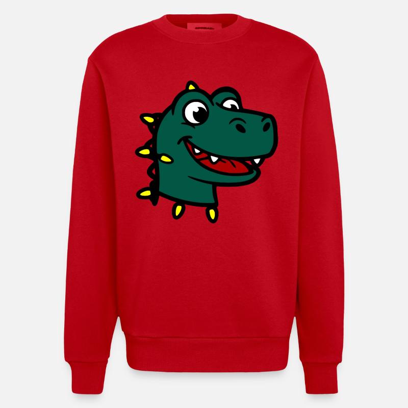 Lächelnde Dinosaurier-Weihnachtslichter - Heavyweight Oversized Organic Crew Neck Made in EU - Rot