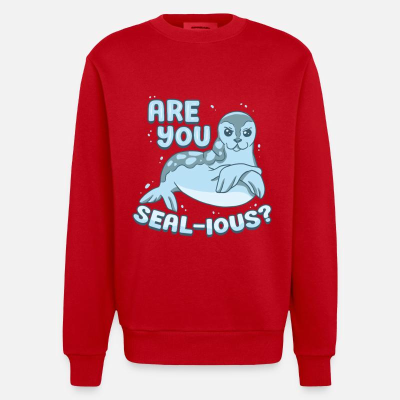Phoques de la Groenpe Êtes-vous phoque ? - Sweat bio épais oversize fabriqué en UE - rouge
