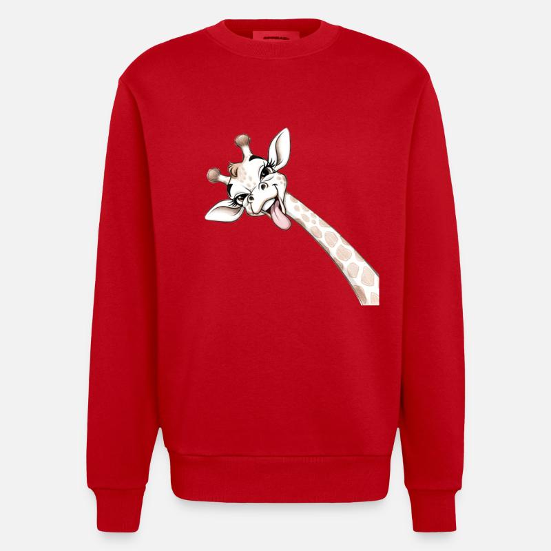 Girafe Joyeuse Langue Déployée - Sweat bio épais oversize fabriqué en UE - rouge