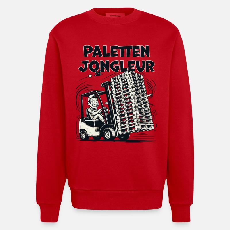 Chassage élévateur Pallet Juggler Drôle - Sweat bio épais oversize fabriqué en UE - rouge