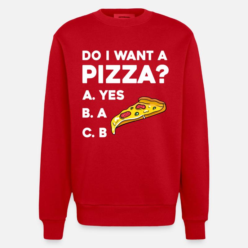 Pizza Frage: Ja oder Nein - Heavyweight Oversized Organic Crew Neck Made in EU - Rot