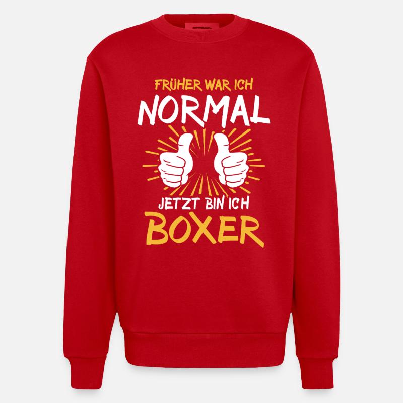 Boxer Spruch - Heavyweight Oversized Organic Crew Neck Made in EU - Rot