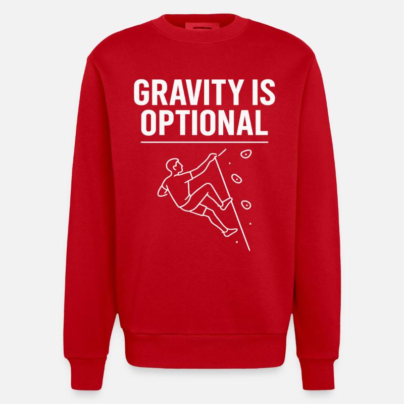 Gravity is optional climbing statement - Heavyweight Oversized Organic Crew Neck Made in EU - red