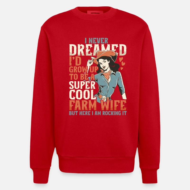 Ehefrau eines Bauern Mutter - Heavyweight Oversized Organic Crew Neck Made in EU - Rot